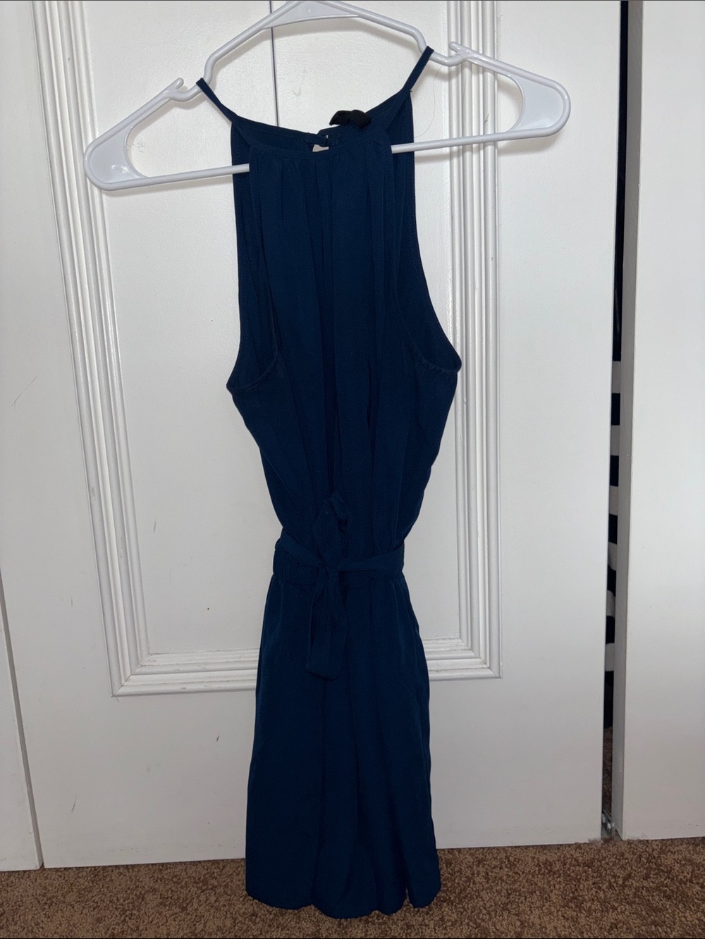 BeBop Navy Halter Dress with Waist Tie